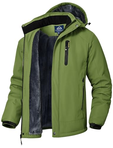 donhobo Herren Arbeitsjacke Winter Warme Übergansjacke Regenjacke Outdoorjacke Wasserdicht Atmungsaktiv Winddicht Softshelljacke, Grün, L