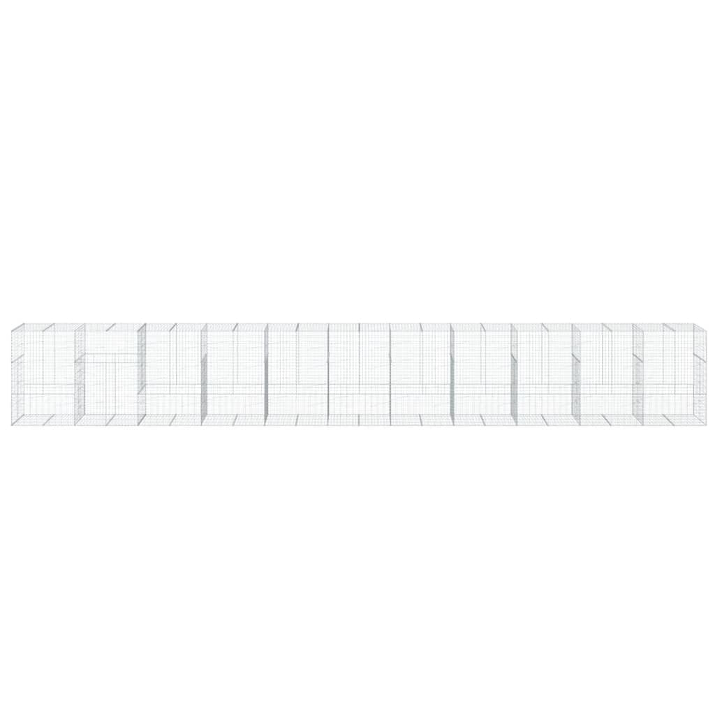 Gavión 1100 x 100 x 150 cm cesta de piedra de hierro galvanizado | Cesta de hierro galvanizado resistente para jardinería creativa y una protección de privacidad estable en exteriores.