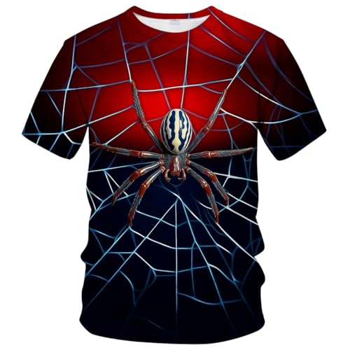 Novelty Short Sleeve Crewneck Shirt Funny Spider Graphic T-Shirt