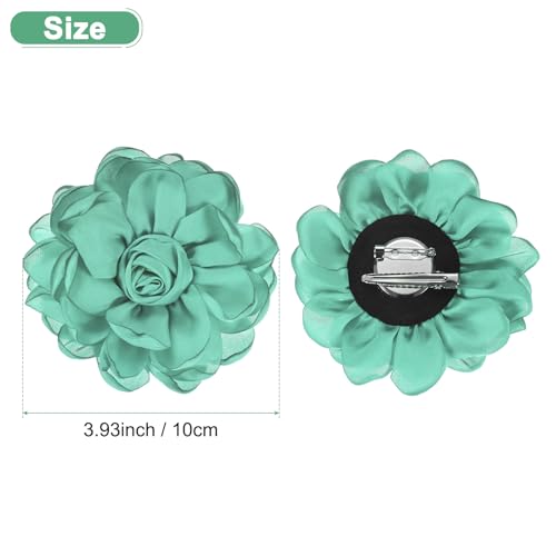 Image of M METERXITY Rose Flower Brooches and Pins for Women, Lapel Pins Dainty Satin Fabric Big Camellia Hair Flowers Clips for Wedding /Parties /Clothes /Jewelry