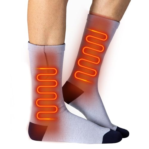 Cushangty Calcetines Calefactables - 3 Niveles De Calor Invierno Medias USB 2200mAh - Equipo Antideslizante para Cazar Montar Bicicleta Trabajar Senderismo Invierno Nieve - Esquí Ciclismo Trabajo