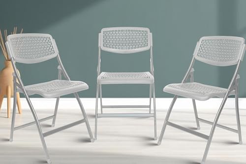 Image of ROSE Paris Folding Chair for Home | Lightweight, Portable, Balcony, Garden, Camping Chair | Indoor Outdoor Chair | Restaurant Chair (Grey (Set of 3))