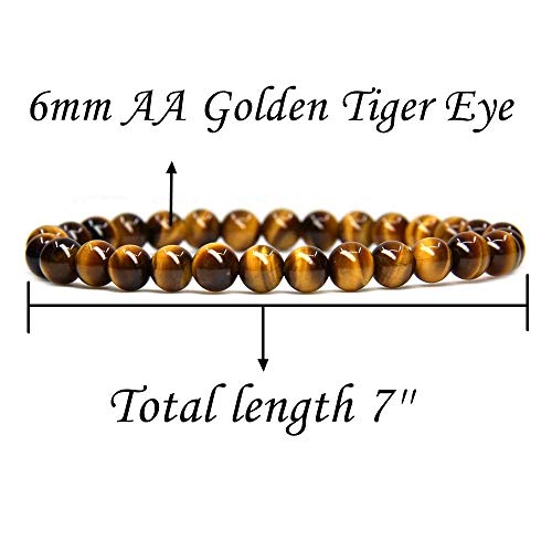 Natural Aa Grade Golden Tiger Eye Gemstone 6Mm Round Beads Stretch Bracelet 7" Unisex #TOP1