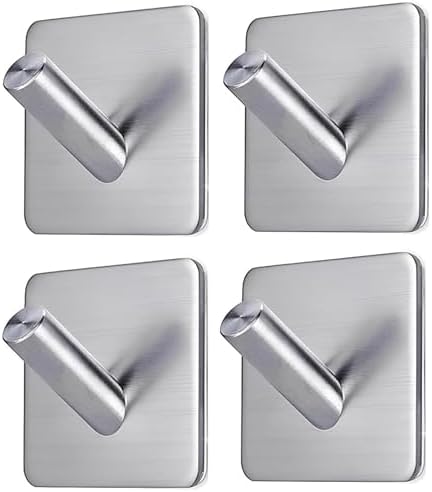 Kit 4 Ganchos Adesivos Aço Inox Premium Resistentes Multiuso Idea...