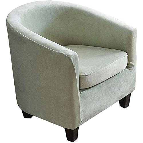 JHLD 2 Pieza Terciopelo Funda para Silla De Club, Elasticidad Funda De Silla De Bañera Antideslizante Funda De Sillón Fundas De Sillón Club para Salón Gato Perros-Verde c-Silla de Club Cover