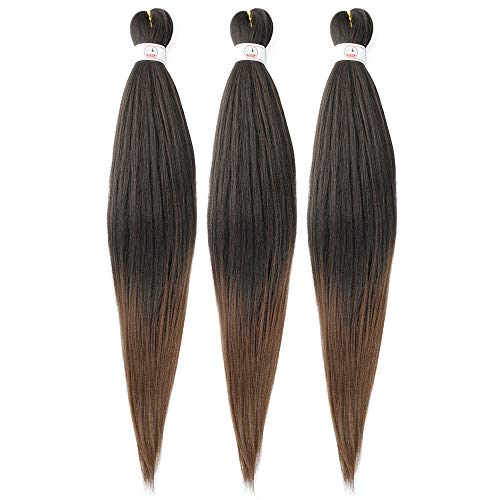 Beyond Beauty Extensiones de pelo trenzado, 26 pulgadas, paquete de 3 extensiones de cabello pre estiradas, EZ Briads con agua caliente para ajustar el cabello Yaki (T1B-30)