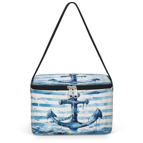 GzLeyigou Anchor Sea Lunch Bags for Women Men 9 Cans, Hot & Cold Food Delivery Bag Insulated Grocery Bag Insulated Lunch Box Anchor Cooler Bag for Office Work Picnic Beach