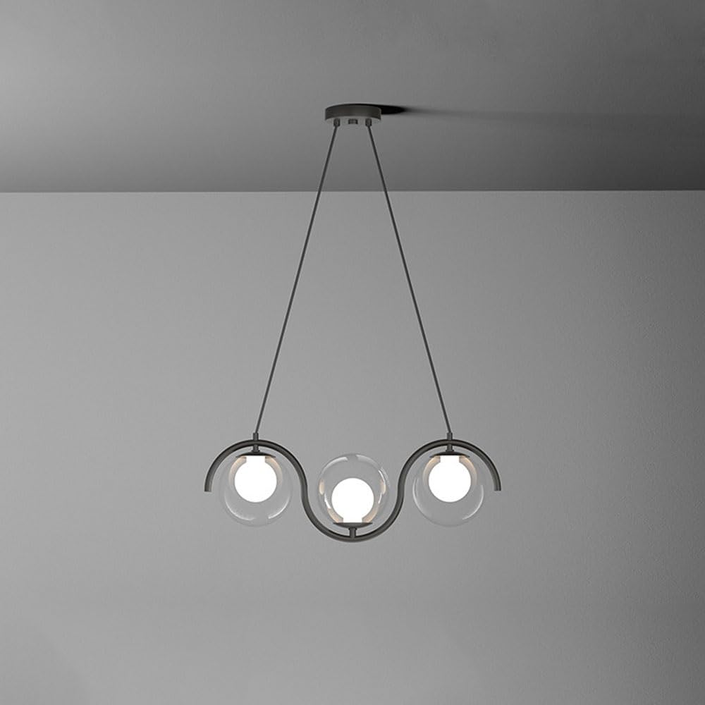 Lustre double en verre chic et design multi-LED pour illuminer un îlot de cuisine avec élégance