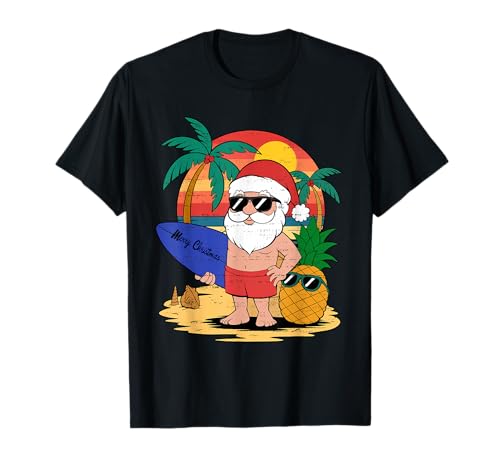 Funny Santa Christmas In July Funny Summer Xmas Mens Boy Kid T-Shirt