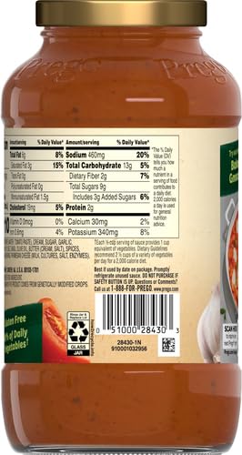 Image of Prego Creamy Tomato Basil Pasta Sauce, 23.5 OZ Jar (Pack of 2)