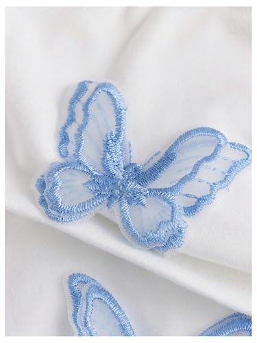 Verdusa Girl's Y2K Off The Shoulder Crop Tops Summer Going Out Butterfly Shirts4