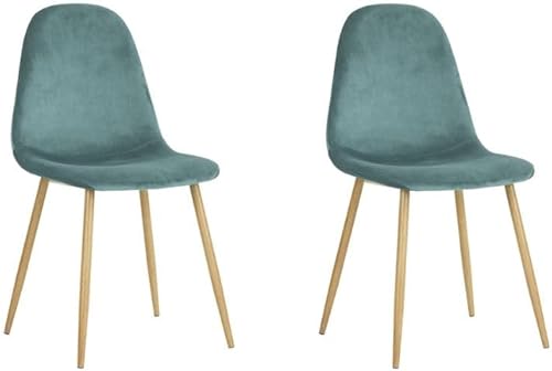 Homy Casa Juego de 2 sillas de comedor de terciopelo, sillas laterales de comedor de estilo moderno de mediados de siglo, sillas decorativas con