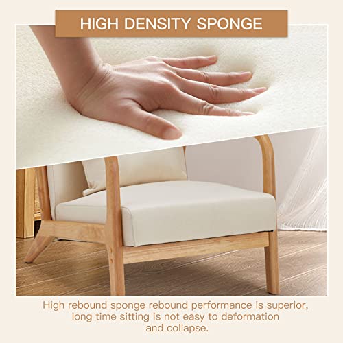 Esright Mid Century Modern Chair, Accent Chair With Wooden Arm & Beige Cushions, Side Chairs For Living Room, Bedroom And More #TOP5