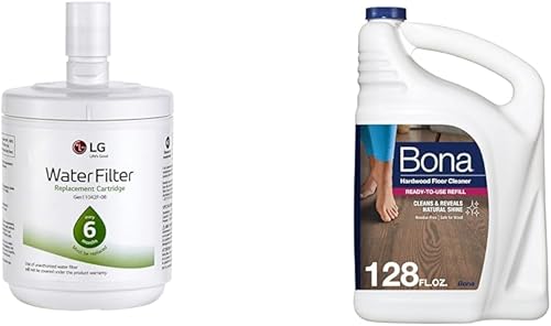 LG LT500P - Filtro de agua para refrigerador de 6 meses  500 galones de capacidad de repuesto y repuesto de limpiador de piso de madera dura Bona -