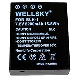 WELLSKY BLH-1 互換バッテリー 2200mAh [ 純正充電器で充電可能 残量表示可能 純正品と同じよう使用可能 ] 端子保護カバー付き オリンパス 一眼レフ OM-D E-M1 Mark II/E-M1 Mark III/E-M1X