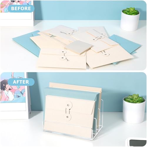 DesignSter Organizer aus Acryl für den Schreibtisch, 3-teiliger Briefsortierer-Organizerhalter, Schreibtisch-Organizer aus Acryl für Dokumente, Briefe, Notizbücher