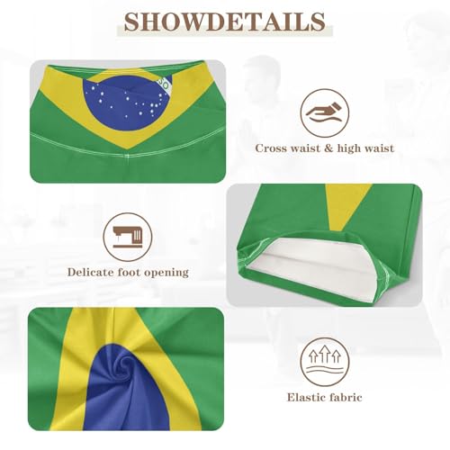 voucong Pantalon d'évasement national brésilien vert pour femme avec drapeau du Brésil - Pantalon de yoga pour la marche, Drapeau du Brésil Vert Brésil National, Taille M – vue 4