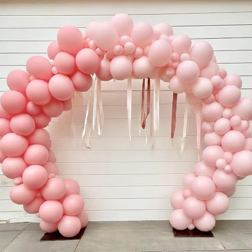 Image of Regular Balloon Combo For Decoration with Glue Dots & Balloon Arch Strip - Party Decor Set For Easy Party Setup (PINK RED, 100)
