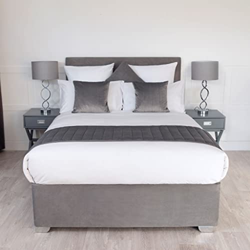 Faux Suede Divan Bed Base Wrap Deep Fit Valance in Single Bed Size in Charcoal Grey 19" (48cm) Deep to Fit Base upto 45cm