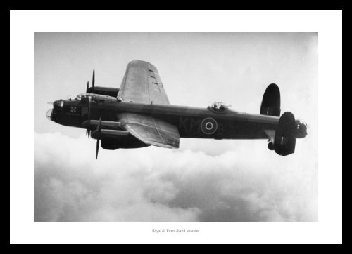 Aviation White Framed Raf Avro Lancaster Bomber Photo Memorabilia