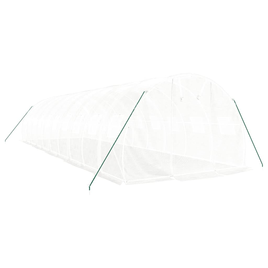 Homgoday Invernadero con Estructura de Acero Blanco 30 m² 10x3x2 m, Invernadero Caseta Jardín Terraza Plantas Semilla Cultivo Huerto Verduras Cubierta Casero