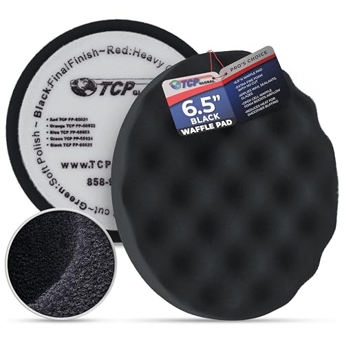 TCP-Global-65-Black-Waffle-Foam-Buffing-Pad-Final-Cut TCP Global 6.5" Black Waffle Foam Buffing Pad, Final Cut - Image 1