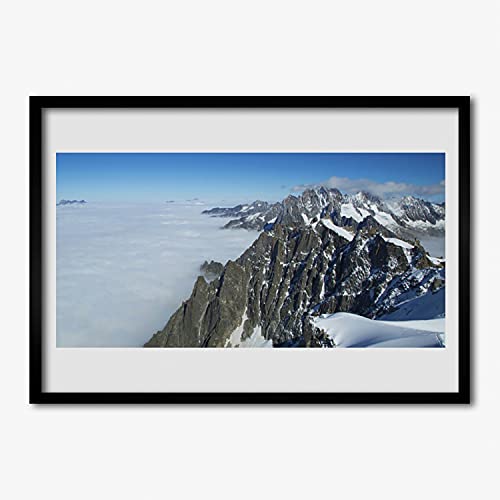 Affiche encadrée 70x50 cm avec cadre MDF paysage Mont Fog pour décoration murale
