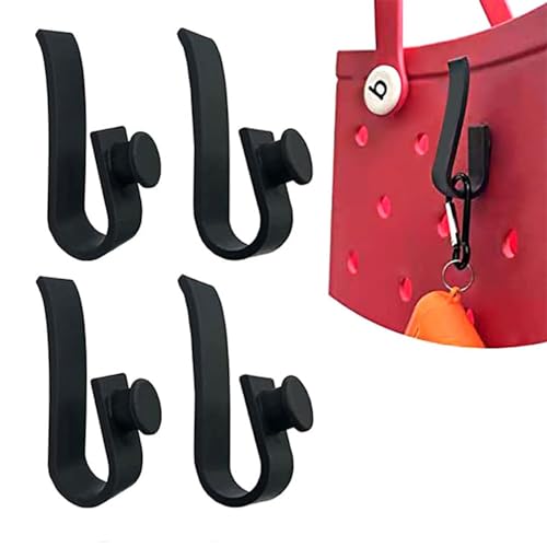 4 Pack Hooks Accessories for Bogg Bags, Insert Cup Holder Connector Key Holder Mask Holder for Bogg Beach Tote Bag - Black
