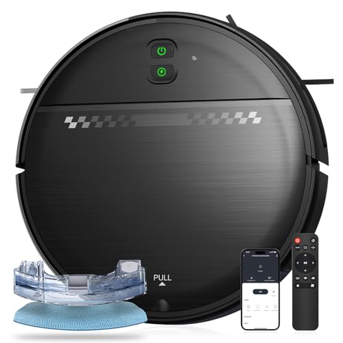 MANVN 2 in 1 Robot Vacuum and Mop Combo, 2.87'' Ultra-Slim Robotic Vacuum Cleaner with 3D Obstacle Avoidance, for Hard Floors and Carpets, Wi-Fi/App/Voice Controlled for Pet Hair, Self-Charging