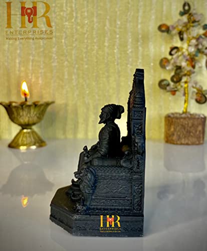 Image of HR Enterprises -(SM 301 Chhatrapati Shivaji Maharaj Statue | Premium Shivaji Murti for Home & Office Decor | Ideal Gift & Car Showpiece | Elegant Black Sculpture
