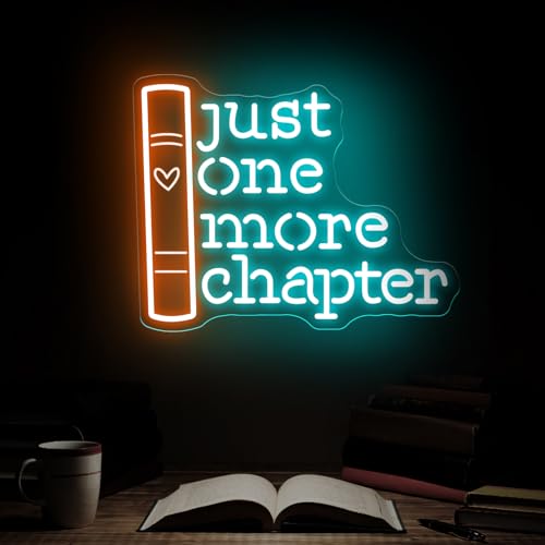 Image of Just One More Chapter Neon Sign, Book Lover Gift, Book Room Decor, Custom Neon Sign, Gifts for Bookworms, Bookish Reader Sign, Book Wall Art, 16.5 inchx13 inch