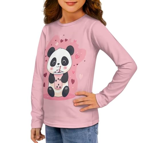 Image of Girls Long Sleeve Shirt with Cute Graphic Casual Pullover Tops 3-16Y