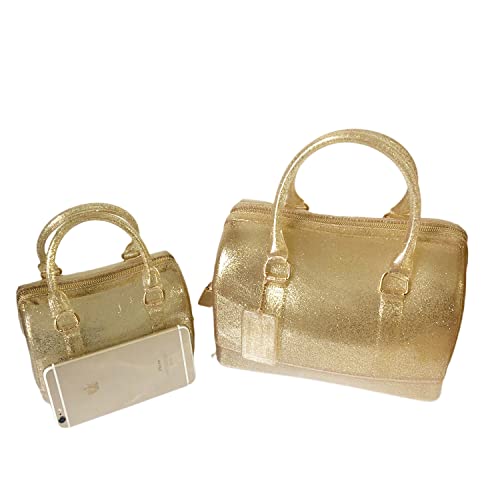 Image of Ladies Summer Jelly Pillow-shaped Top Handle Handbag Candy Color Transparent Crystal Purse