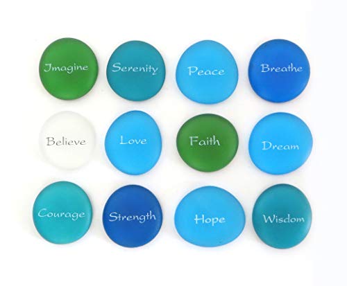 Lifeforce Glass SET 91 The Mermaid'S Message, Frosted Inspirational Sea Glass Stones thumb #6