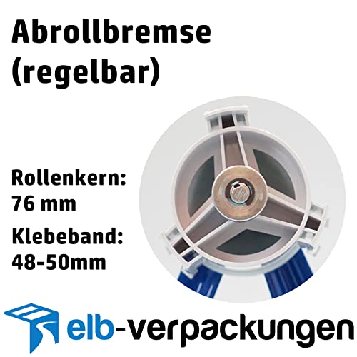 1 Stück - Handabroller - Profi-Ausführung - Version : STD - blau/blue - 50 mm - Klebebandabroller Metallrahmen - elb-verpackungen