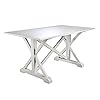 SEI FURNITURE Cardwell Rectangular Dining Table Farmhouse Style w Distressed White Wood Grain Chic Design
