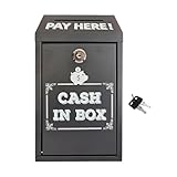 Milageto Money Collection Box Storage Lockable Secure Case Metal Donation Box for Outdoor Stand Fundraising, Black
