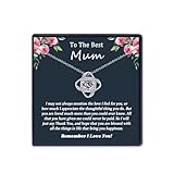 EPIRORA Gifts for Mum from Daughter Or Son- Mother Daughter Necklace Silver Cubic Zirconia Love Knot Pendant Necklace for Women, Jewelry Gifts for Birthday Mother's Day Christmas