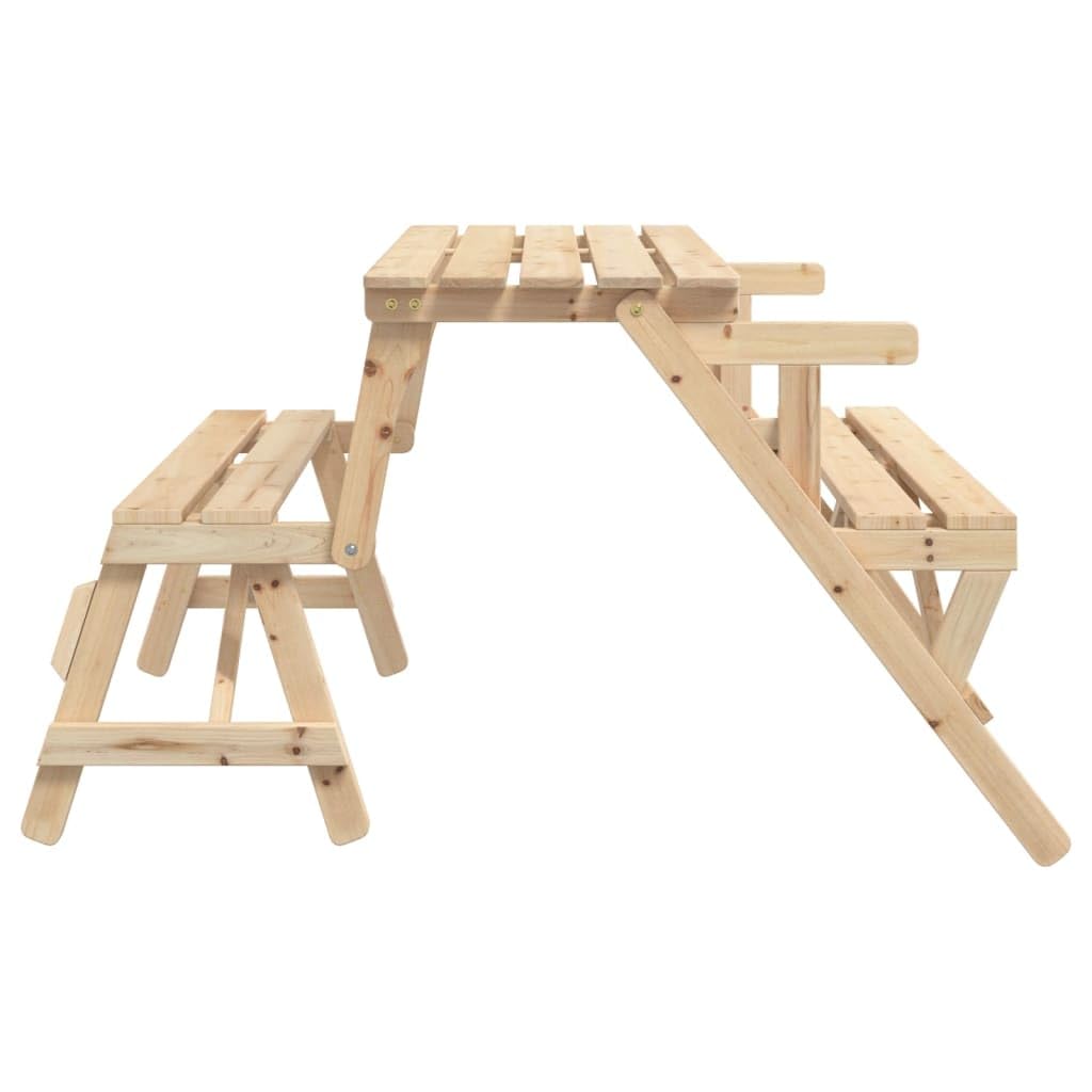 JUDYY Tavolo da Picnic Convertibile con Panche in Legno Abete, Tavolo Giardino Esterno - 4008991