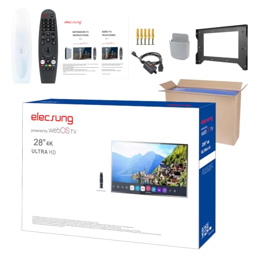 Image of 28inch Waterproof Smart Mirror TV for Bathroom | 4K UHD IP65 Waterproof ATSC Tunner webOS System with Wi-Fi & Bluetooth, Built-in Speakers and Alexa, Magic Remote Control