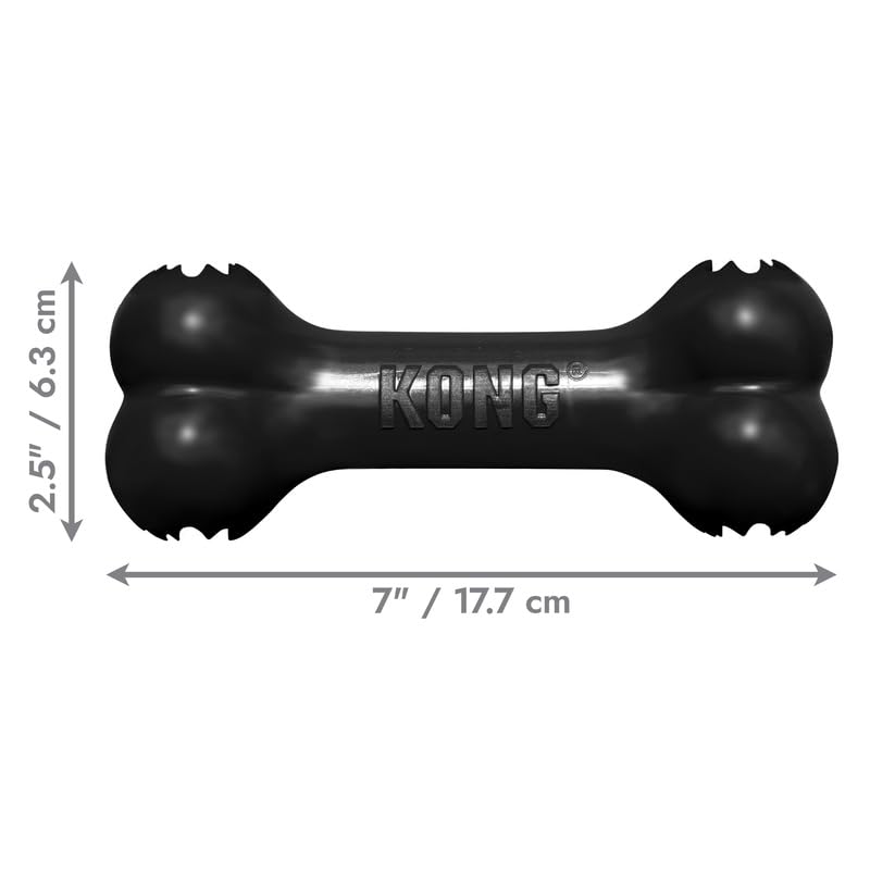 KONG Extreme Goodie Bone Medium 2-Pack - Ultra-langlebiges Hundespielzeug aus Gummi für Power-Kauer - Robustes Kauspielzeug für mittelgroße Hunde - Schwarz
