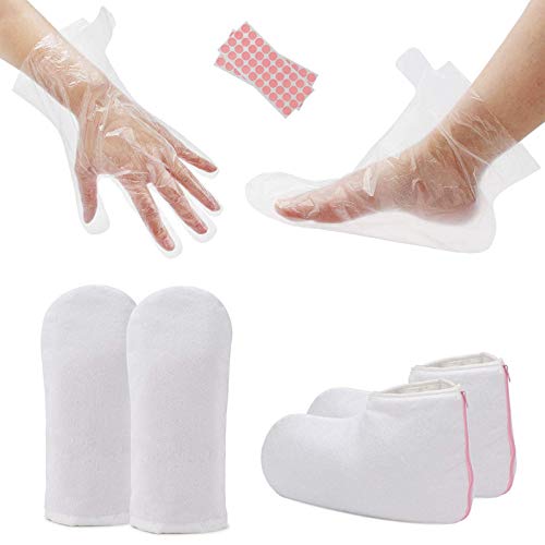 Paraffin Wax Bath Mitts with Zipper, Segbeauty Larger Gloves and Booties for Heat Therapy, Hand and Foot Liners and bags for Paraffin Thermal Treatment, SPA, Therabath, Wax Warmer