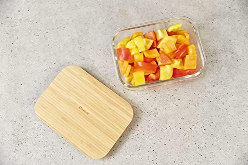 Culinare Naturals C70023 Glass Container | Sustainable Bamboo/Glass | 640ml | Food Storage Box With Lid | Kitchen Organisation/Fridge Storage/Fresh Food Preserver | Not Dishwasher Safe