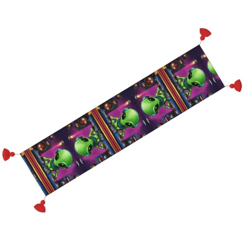 Chemin de table extraterrestre vert en tissu imprimé pour table basse - 3
