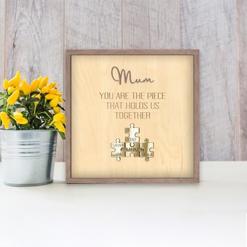 Personalised Puzzle Pieces Name Sign Mum You Are the Piece that Holds Us Together Mum Birthday Gift - View 6