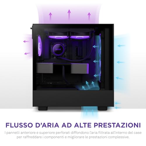H5 Flow RGB Compact ATX Mid-Tower PC Gaming Case - CC-H51FB-R1 - Pannello frontale perforato ad alto flusso d'aria - Pannello laterale in vetro temperato - 2 ventole F140 RGB Core - Nero - Mouse gaming - Immagine 2