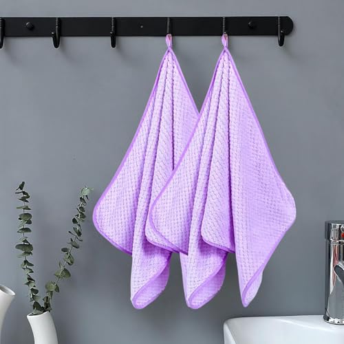 Image of LINEAR Microfiber Hand Towel /Highly Absorbent Hand Towels for Bathroom /Soft Hand Microfiber Face Towel /Towel for Men, Women,Gym (SIZE-75x35) (Purple)
