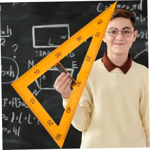 Regla triangular magnética de plástico amarillo para pizarra escolar con mango 7