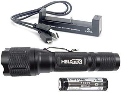 Helotex Bundle - 3 Items: 1000 Lumen G4 Tactical Flashlight, Xtar MC1 Charger, Xtar 2200mAh 18650 Battery