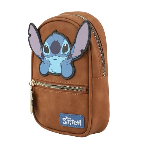 Stitch Applique Character Art 7.4" Brown Sling Bag4